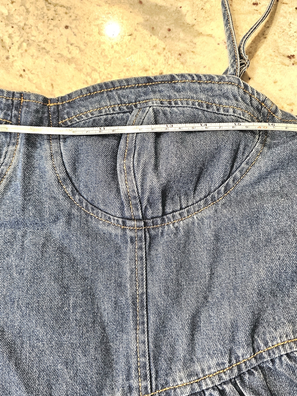 Commense Indigo Denim Midi Dress with Spaghetti Straps Western Flowy A Line - Picture 9 of 13